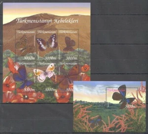 Turkmenistan 2000 MNH MS+SS, Butterflies Insects - Picture 1 of 1