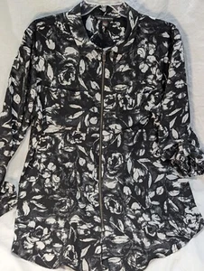 Rock & Republic XXL Damen schwarz weiß Rollriegel Ärmel durchgehender Reißverschluss Tunika Bluse Abst - Bild 1 von 21