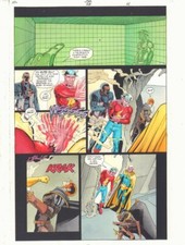 JSA #25 p.14 Color Guide Art - Flash Jay Garrick, Mr. Terrific by John Kalisz