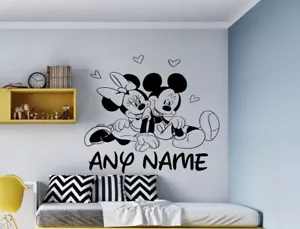 Disney Mickey Minnie Personalised Any Name Font Wall Window Kids Vinyl Sticker - Picture 1 of 5