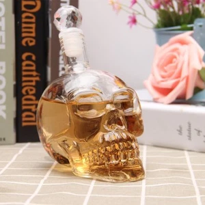 Bouteille en verre tête de mort crane original transparent 350 550 1000ml - Imagen 1 de 5