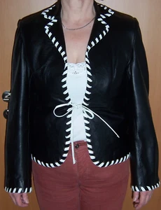 hochwert. individuelle Damen-Nappalederjacke, wenig getragen, Gr. 40/42, schwarz - Bild 1 von 3