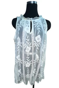 Lane Bryant Tunic Women 14 Floral Sheer Lace Embroidered Coachella Festival Boho - Picture 1 of 12