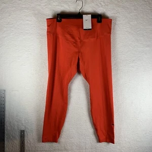 Nike One Luxe Leggings Women 1X Orange Mid-Rise Elastic Waist Full Length 7382 - Picture 1 of 9