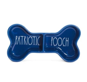 Tazón para mascotas Rae Dunn con forma de hueso de perro patriótico de 11 pulgadas. ¡NUEVO CON ETIQUETAS! - Imagen 1 de 2