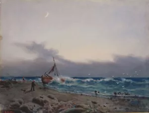 William Sidney Goodwin (1833-1915) Strandlandschaft in Gouache und Pastell. 1902 - Bild 1 von 6