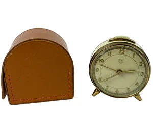 Sveglia da viaggio anni 50 HERZ made in Germany con custodia in pelle rara vintage - Foto 1 di 20