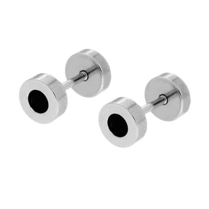 Ohrringe rund 6 mm mit schwarzem Zirkonia aus Chirurgenstahl - Bild 1 von 1