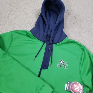NEW Notre Dame Hoodie Mens XL Green Blue 1/4 Zip Sweatshirt College Football - Picture 1 of 9