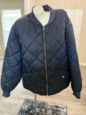 Dickies Diamond Quilted Bomber Puffer Jacket Mens 3X Navy Blue Lined Workwear - Image 1 of 4