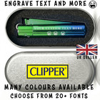 Personalised Engraved CLIPPER Lighter Green Gradient Birthday Gift For Him Her