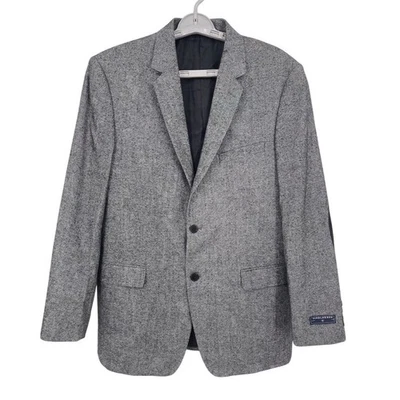 Chaqueta de abrigo deportiva de tweed negro para hombre Saddlebred nueva sin etiquetas con parches en el codo 40R Foto 1 de 4