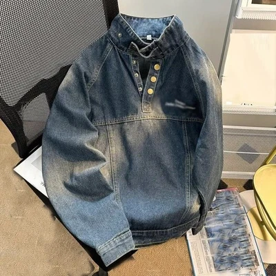 Clásico Para hombres Denim Pullover Abrigos Retro Sueltos Moda Jean Chaquetas Informales Foto 1 de 2