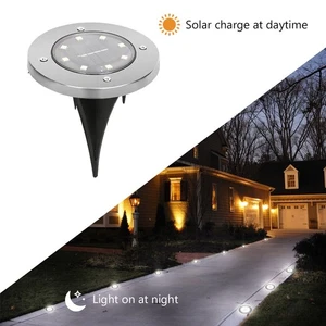 NEW Solar Ground Lights LED Garden In-Ground Outdoor Landscape Lighting Decor - Picture 1 of 25