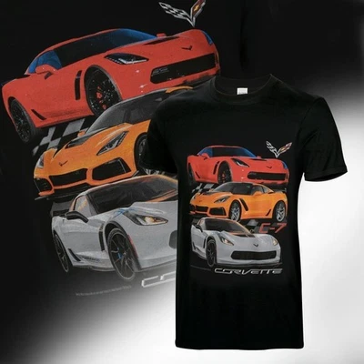 Camiseta negra Corvette C7 2014-2019 para hombre Foto 1 de 4