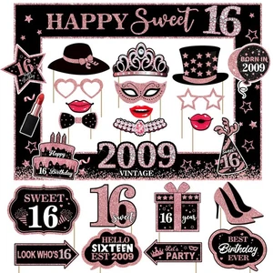 Sweet 16 Photo Booth PropsSweet 16 Party Decorations for Girls 16TH Birthday ... - Picture 1 of 7