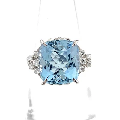 TASAKI aquamarine design ring Platinum ring melee diamond Ring Pt900 Aquamar... - Image 1 of 4