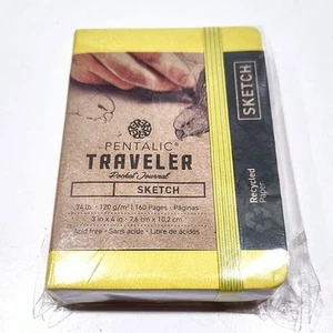 Pentalic Traveler Pocket Journal Sketch Book 74 lb 160 pgs 3"x4" Citrine Yellow - Picture 1 of 6