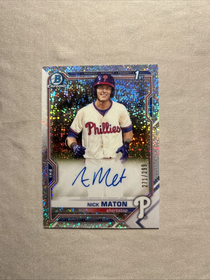2021 Bowman - Chrome Prospects Autographs Nick Maton #CPA-NM Speckle Auto /299 - Image 1 of 1