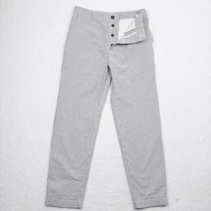 Universal Works gestreifte Seersucker Button Fly Hose Gr. 30 grau weiß gerade - Bild 1 von 9