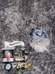 Danbury Mint 2004 Oakland Raiders Christmas Bell Dangling Santa 2005 Train Lot - Picture 1 of 9