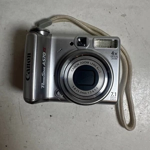 Canon PowerShot A570 IS Silver 7.1MP 4x Optical Built-in Flash Digital Camera - Picture 1 of 13