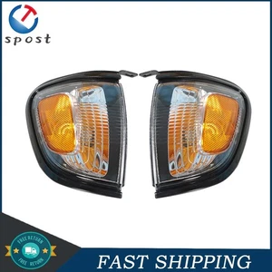 LH+RH Black Borders Corner Parking Lights Turn Signals For 01-04 Toyota Tacoma - Picture 1 of 7