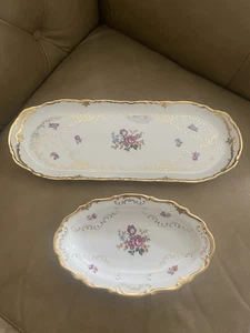 Vintage Reichenbach Made In GDR Fine China Serving Trays Floral Set Of 2 - Picture 1 of 19
