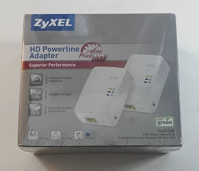 NEW/SEALED! Zyxel 600 Mbps Mini Powerline Starter Kit (PLA5205KIT) 2 Pack - Image 1 of 4
