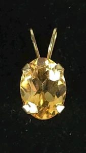 Colgante de citrino vintage Estate de oro amarillo macizo de 14 k de 1,5 quilates marcado "CI" - Imagen 1 de 10