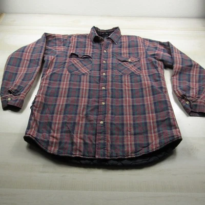 Vintage Woolrich Shirt Mens Large Brown Flannel Button Up Plaid Quilted Lined - Image 1 of 4