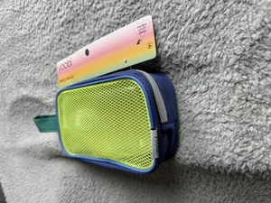 Bolsa para lápices Yoobi amarillo neón malla frontal azul estuche organizador de almacenamiento con cremallera - Imagen 1 de 5