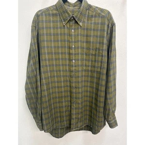 Bullock & Jones Cotton Cashmere Green Plaid Long Sleeve Button Down Men’s Large - Picture 1 of 8