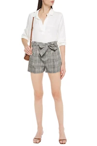 Veronica Beard "Baga" Black & White Prince Of Wales Checked Belted Shorts Size 2 - Picture 1 of 9