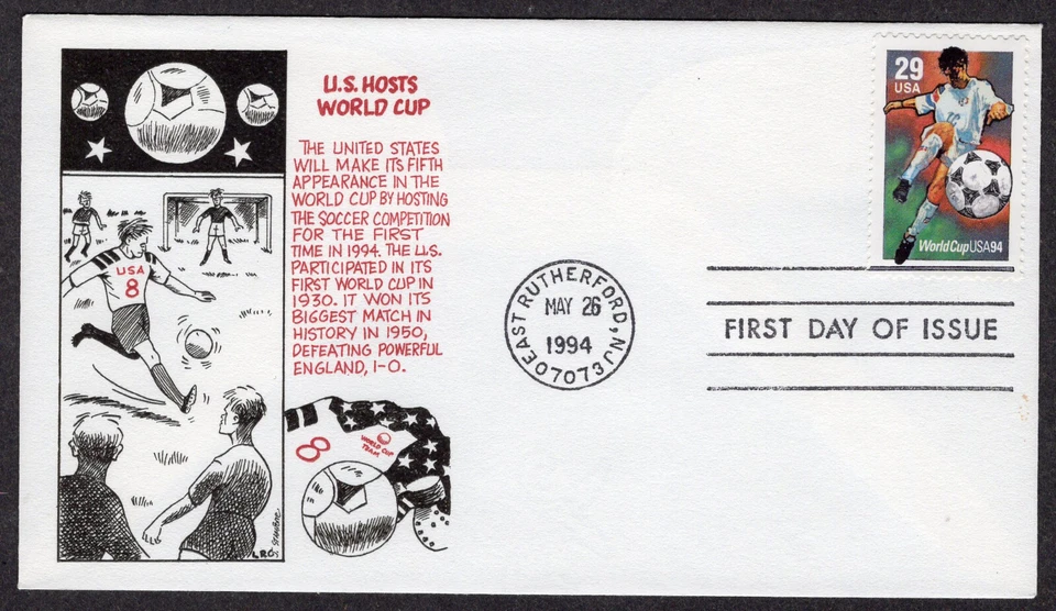 1994 29c World Cup Soccer (Scott 2834) - Carney LRC FDC MY959 - Image 1 of 1