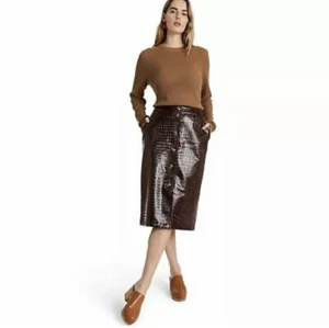 Rachel Comey Target Brown Faux Leather Snake Skin Midi Pencil Skirt Sz. 2 S40 - Picture 1 of 7