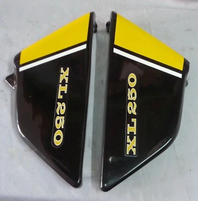 HONDA Vintage Enduro XL250 CUBIERTA LADO IZQUIERDO Y DERECHO Negro Amarillo Pegatina Amarillo Foto 1 de 4