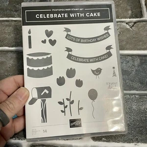 Stampin Up CELEBRATE WITH CAKE Photopolymer Cling Stamp Set GENTLY USED - Picture 1 of 2