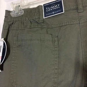 Karen Scott Tummy Control Cotton Pant Sz 10 Slimming Comfort Waist Olive NWT - Picture 1 of 9