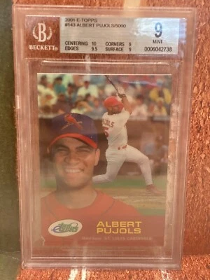 ALBERT PUJOLS 2001 E-TOPPS ETOPPS #143 RC ROOKIE ST LOUIS CARDINALS BGS 9 MINT - Image 1 of 2