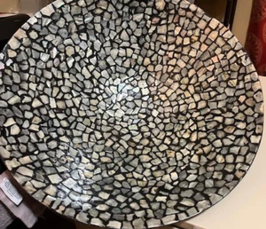 Mosaic Decorative one of a kind novelty coffee table bowl with pseudo Wood Base - Picture 1 of 10