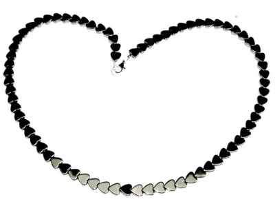 Collana Di Ematite Cuori 6 Mm. Nuevo. Argento Da Legge. Anti Stress Lungo 43 CM - Immagine 1 di 4