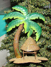 Holiday Lane - PARADISE Metal Ornament (YN80094642) Palm Tree, Beach Hut