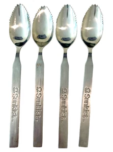 Set Of 4 Sunkist Citrus Grapefruit Spoons Serrated Edges Stainless Steel Vintage - Picture 1 of 6