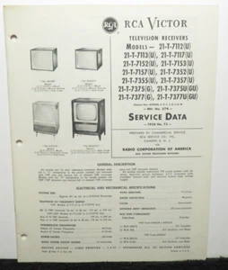 RCA VICTOR TELEVISION SERVICE DATA 1956 T3 21-T-7112 -7113 -7117 KCS98A 32 PAGES - Picture 1 of 1