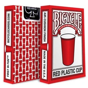 RED PLASTIC CUP BICYCLE DECK OF PLAYING CARDS BY USPCC - Picture 1 of 3