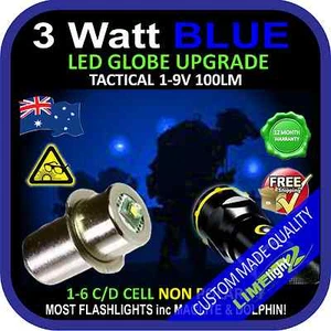 MAGLITE LED UPGRADE  BLUE 2-6 CD 1-9V 3W  BULB GLOBE DOLPHIN FLASHLIGHT TORCH AU - Picture 1 of 6
