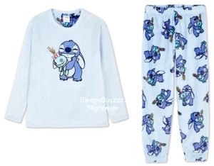 Ladies Fleece Pyjamas DISNEY STITCH & SCRUMP Women 6 - 24 Cosy Nightwear Primark - Picture 1 of 12