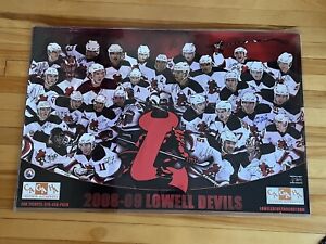 Lowell Devils AHL 08/09 Team Autographed 24”x36” Poster Photo Collage Hockey