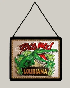 Hanging Wooden Wall Sign - Louisiana Cajun Alligator - "Bite Me!" - Picture 1 of 1